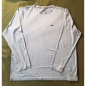 Patagonia Men 2XL Long Sleeve Shirt Logo Work Wear Blue Recycled Polyester